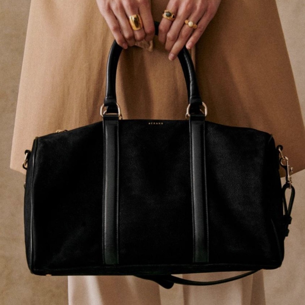 NWT Sézane Black Leather Tote Bag